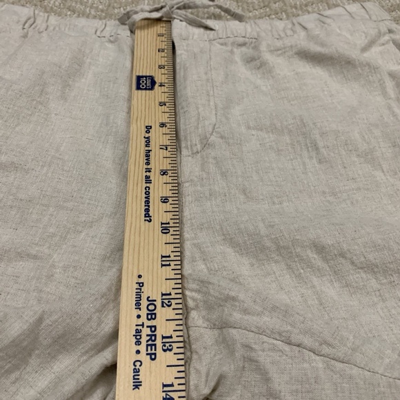 H&M Pants Women's L Tan Linen Pull On Beach Pockets Adjustable String Cropped. - Picture 6 of 14